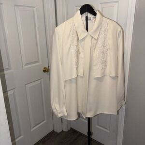 Christie & Jill vintage blouse 20W 80s True Vintage Floral Embroidery Grandmacor